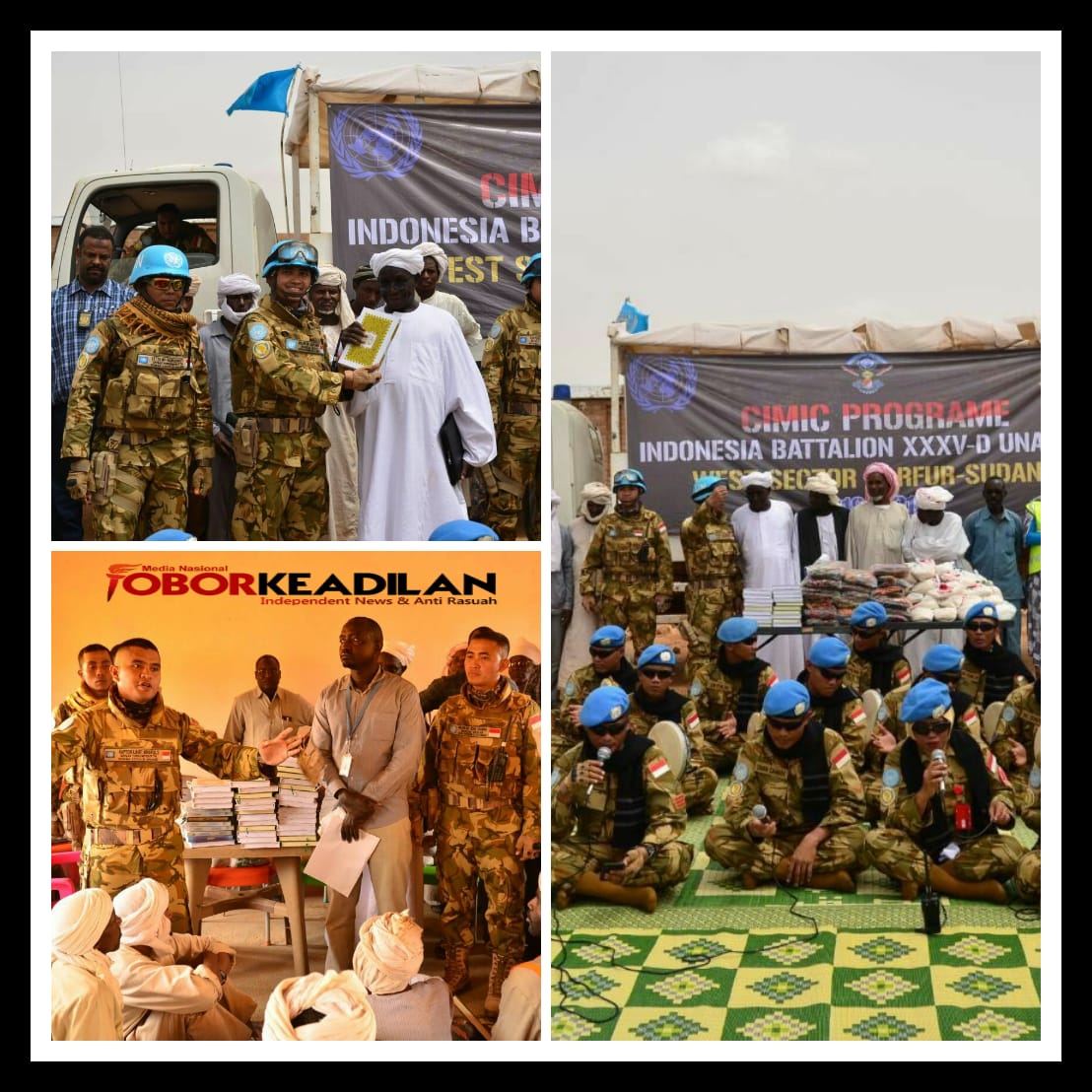 Satgas Yon Komposit TNI Konga XXXV-D UNAMID Memberi Bantuan ke warga Desa Gokar, El Geneina, Sudan