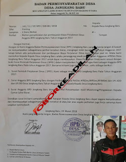 Kades Nakal ini Ingkar Tidak Membayar  Dana Operasional SPPD Anggota BPD Desa Jangkang Baru Padahal Sudah di Surati 