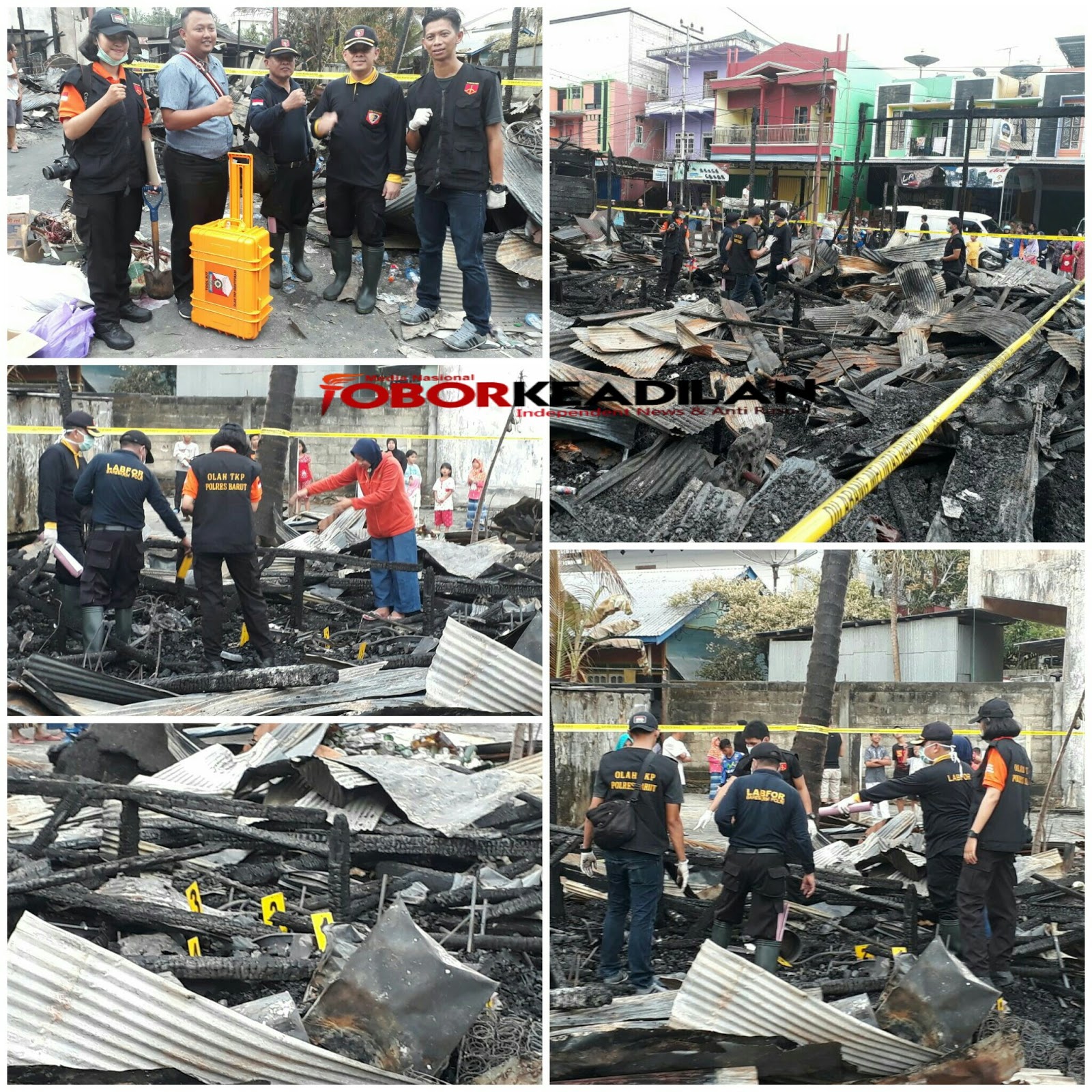 SATRESKRIM BARUT DIDAMPINGI PUSLABFOR SURABAYA LAKUKAN OLAH TKP KEBAKARAN DUA TEMPAT DI MUARA TEWEH