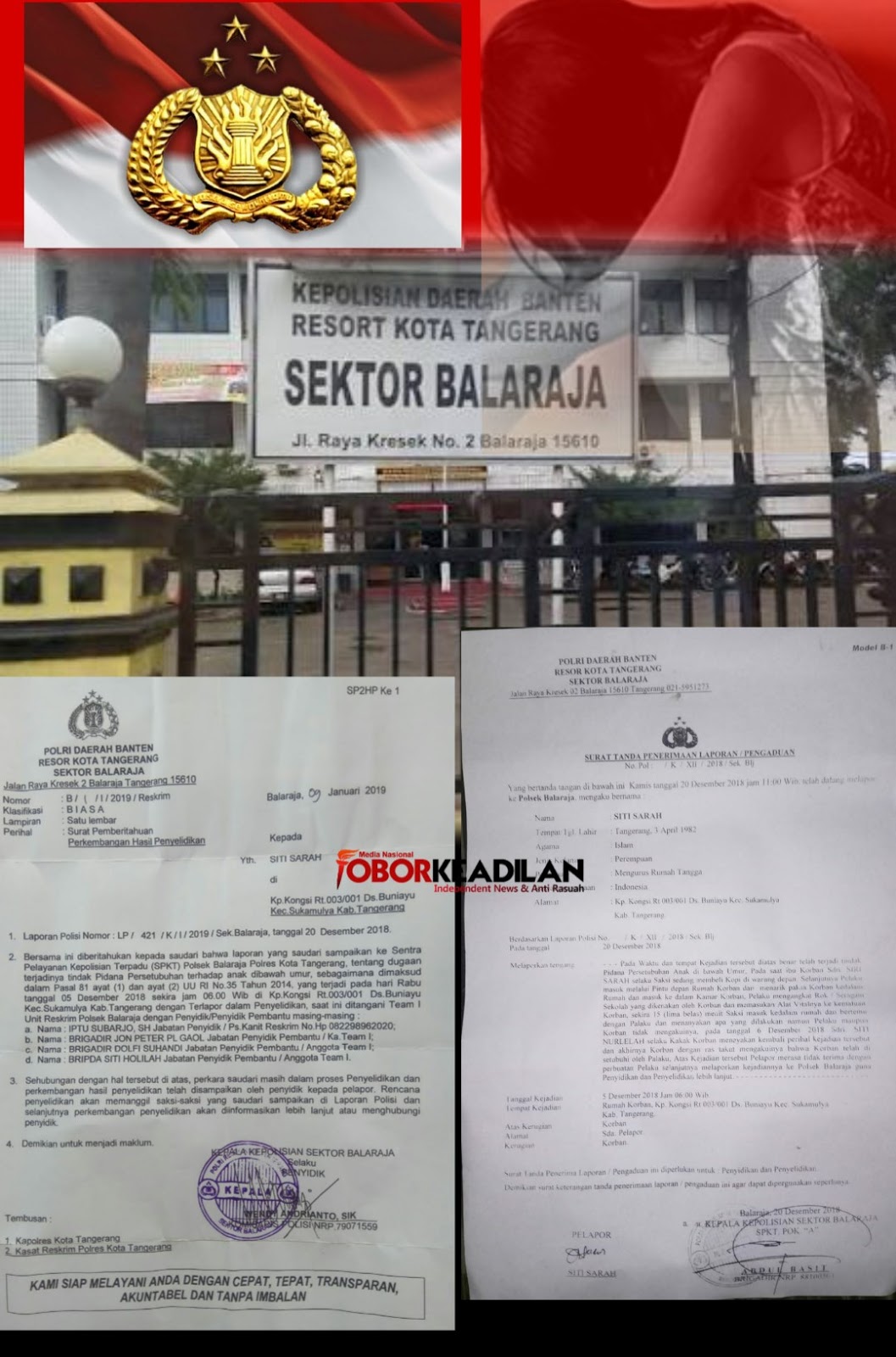 3 Bulan Terlapor Perkosa Remaja Wanita ( SS ) Usia 13 Tahun, Tak Kunjung Ditangkap Polres Tangerang