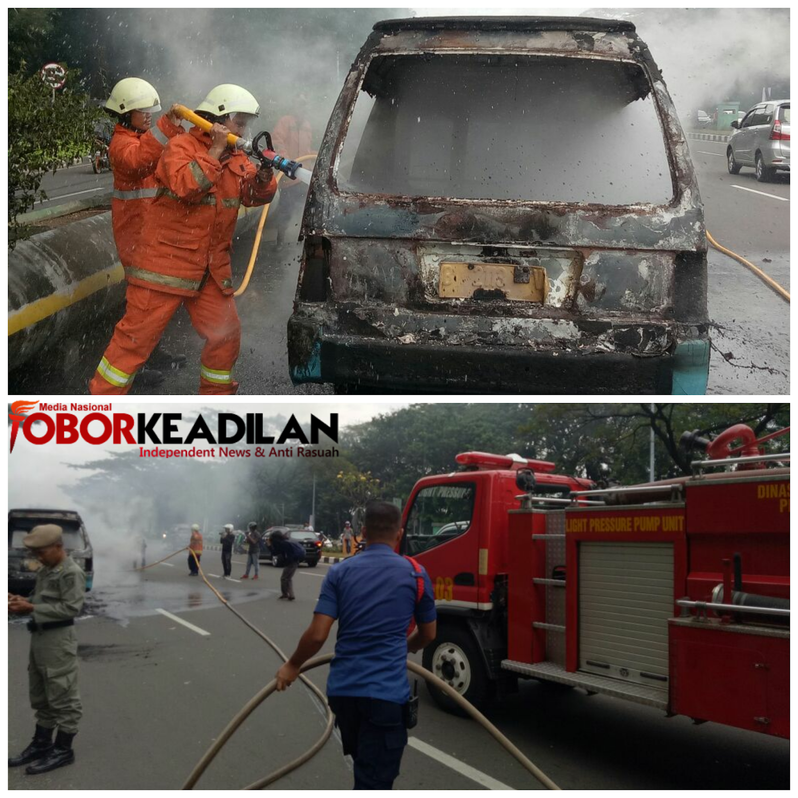 Angkutan Umum  Mikrolet 53  Terbakar Saat Melintas