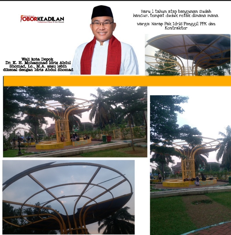 Baru Setahun Bangunan Taman Kelurahan Ratu Jaya Depok Hancur Berantakan, Warga: Minta Idris Panggil PPK dan Kontraktor 