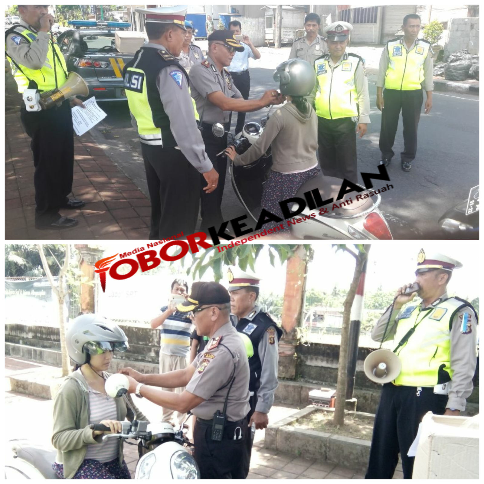 Operasi Keselamatan Agung 2018, Kapolsek Abiansemal Bagi-Bagi Helm