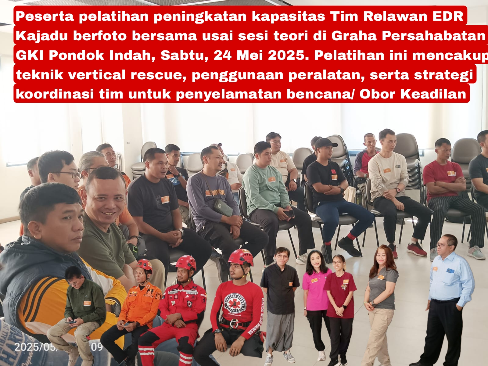 Relawan EDR Kajadu dan GKI Klasis Jakarta Dua Siap Hadapi Bencana dengan Pelatihan Vertical Rescue 2025