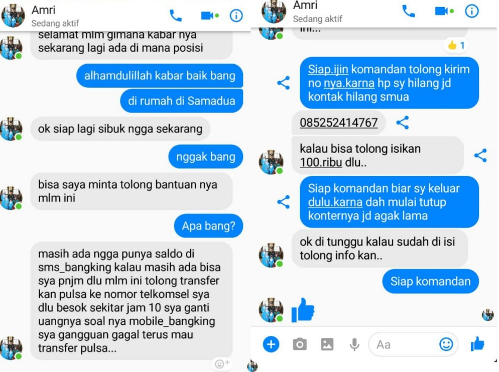 Akun FB Danramil Sawang Diretas, Pelaku Minta Pulsa