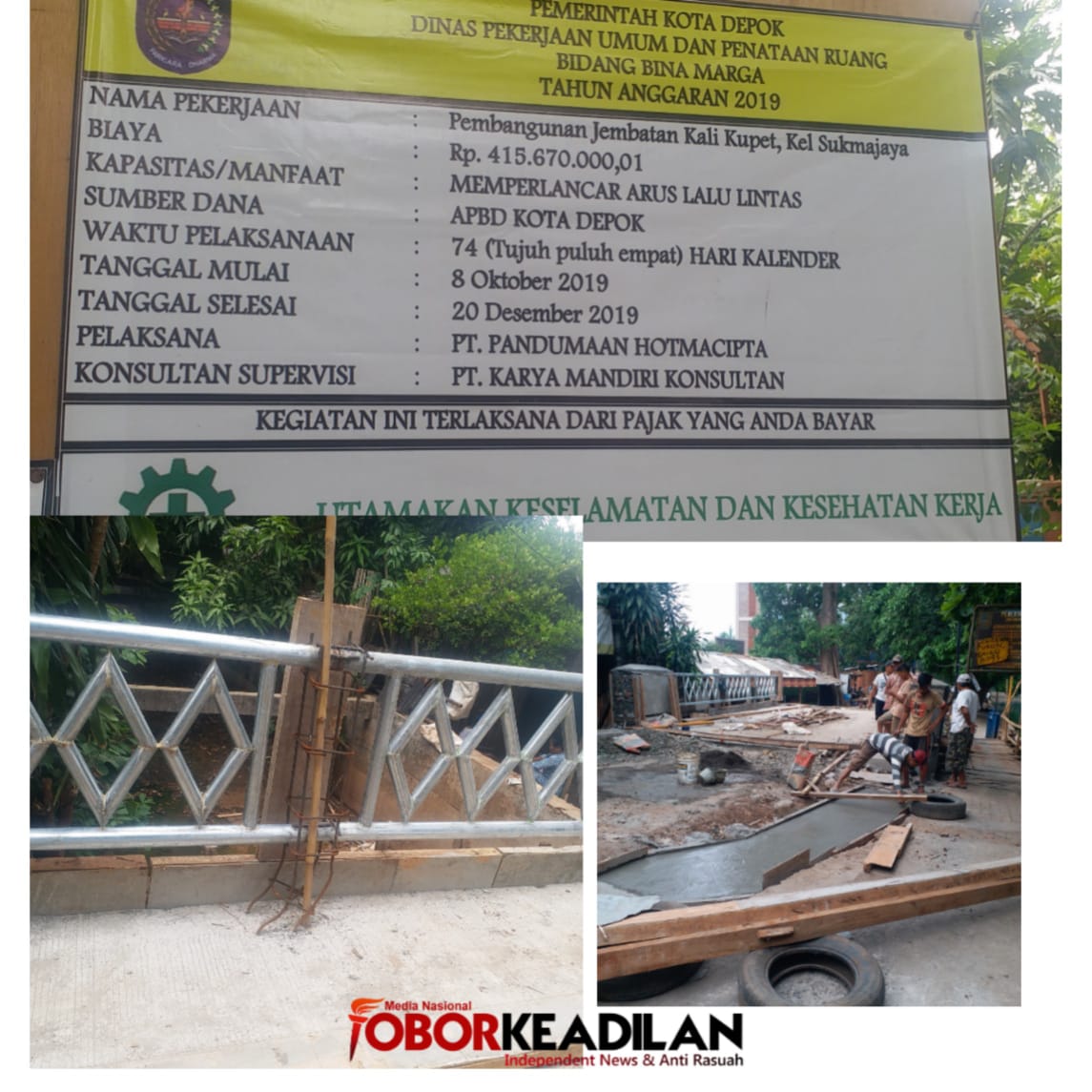 Diberitakan Amburadul, Pemborong Jembatan Kali Kupet Studio Alam Depok Kesurupan Marah-marah 