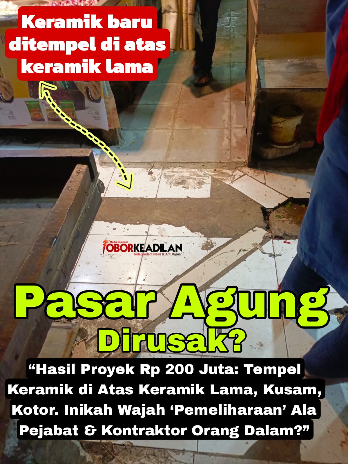 Penggantian Lantai Keramik Pasar Agung Depok Rp 200 Juta  Asal-Asalan, Tercium Bau Permainan Anggaran