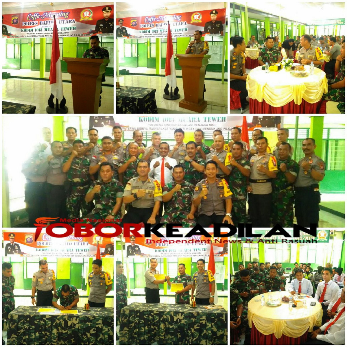 Melalui Coffee Morning Polres Barut dan Kodim 1013 Mtw Membina Sinergitas Dalam Menjaga NKRI, Anti Hoax dan Pilkada Damai.