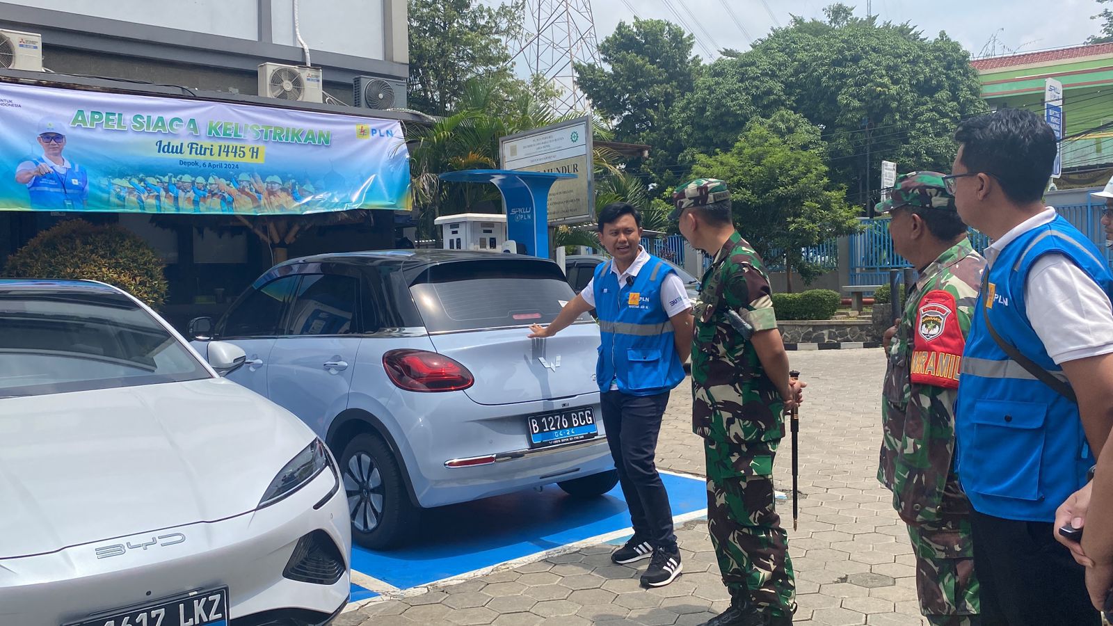 Dandim 0508 Depok Cek Posko Siaga Lebaran PLN UP3 Depok dan Dukung Penggunaan Mobil Listrik