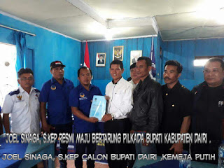 Joel Sinaga, S.Kep Resmi Maju Bertarung Pilkada Bupati kabupaten Dairi .