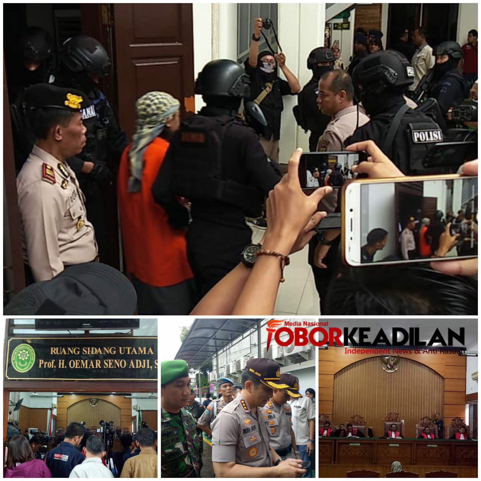 SUARA DENTUM  KERAS MEWARNAI SIDANG TERDAQWA TERORIS AMAN ABDURAHMAN TERNYATA SUARA TONG KOSONG 