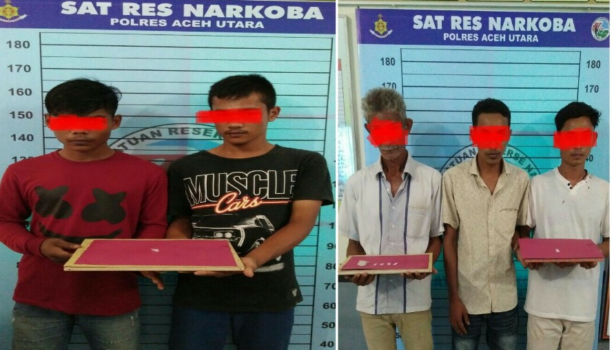 Polres Aceh Utara Berhasil Meringkus 5 Orang, Pengedar Dan Pembeli Narkoba 