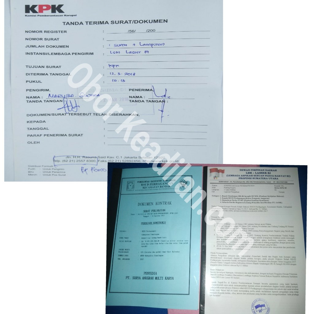 Telah di Laporkan ke KPK dugaan Korupsi Berjamaah di Proyek Diskresi RSUD Perdagangan TA 2017 Sebesar Rp 9,1 Miliar