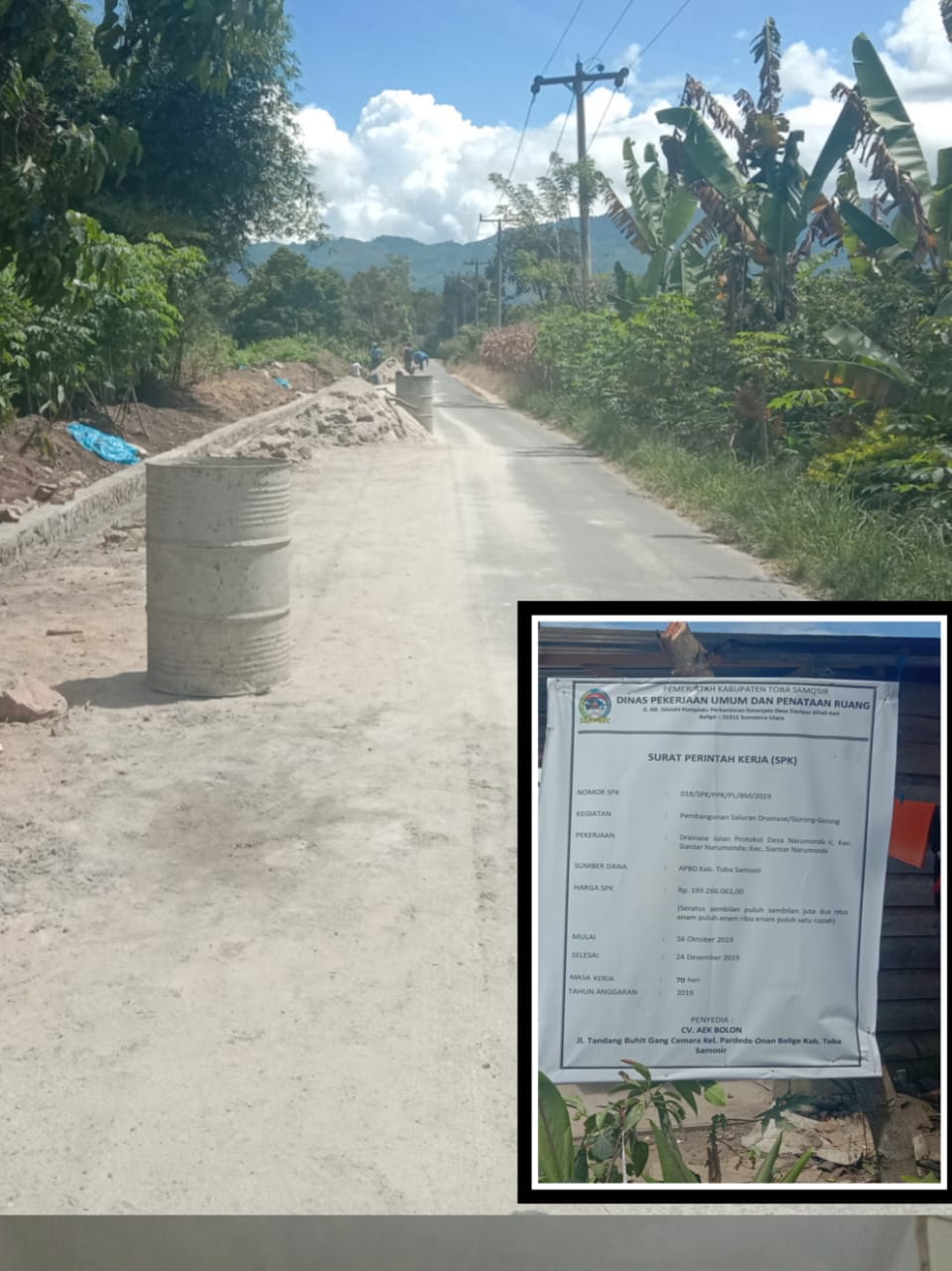 Material Bangunan PUPR Tobasa Membahayakan Para Pengguna Jalan