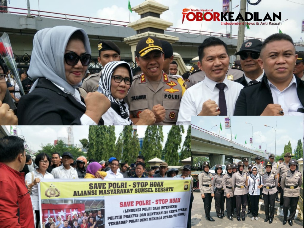 Sadulur Jokowi Dan AMSB Aksi Di Markas Polda Sumsel "Stop Hoax ' Save Polri"