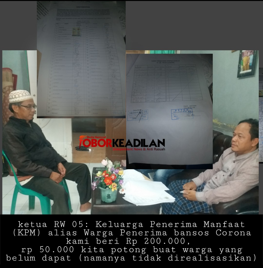 Duit Bansos Covid 19 Dari APBD Kota Depok Disunat RP 50.000 Per KK