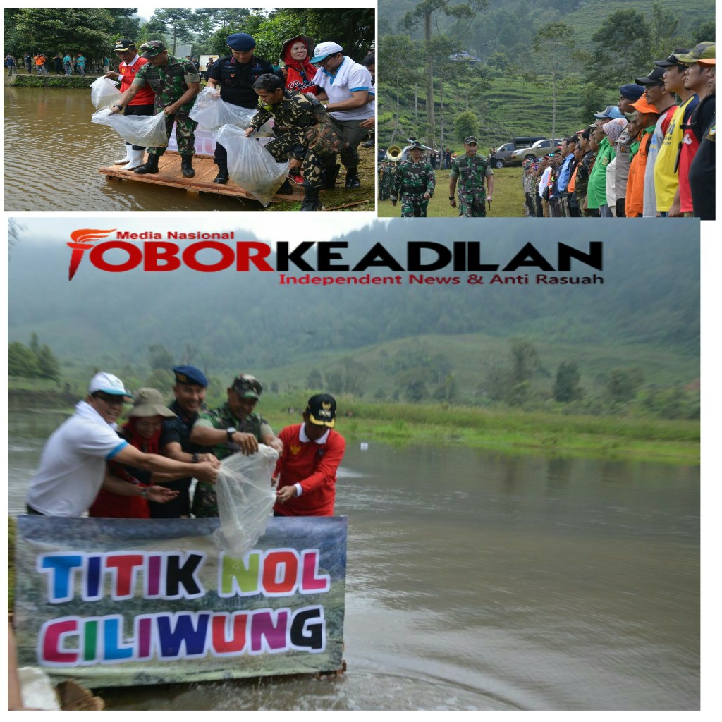KEGIATAN BAKTI TNI : KOREM 061/SK BERSIH BERSIH SUNGAI CILIWUNG DAN PENEBARAN BIBIT IKAN DI TALAGA SAAT