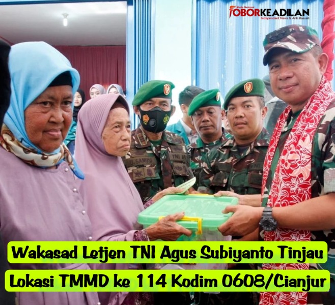 Wakasad Letjen TNI Agus Subiyanto Tinjau Lokasi TMMD ke 114 Kodim 0608/Cianjur