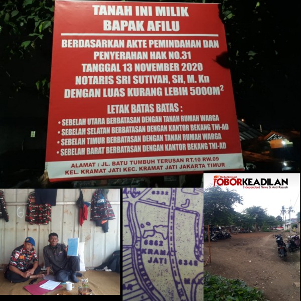 Pemilik Tanah "Batu Tumbuh Terusan" Kramat Jati, Peringatkan Lurah Dan Penggarap Agar Kooperatif 