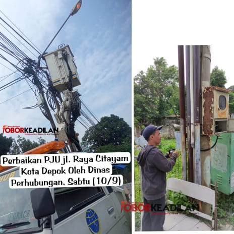 Dinas Perhubungan Tanggap Atas Aduan Warga, Perbaiki PJU di Area Jl Raya Citayem Depok 