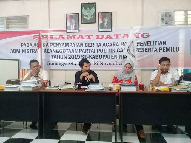 KPU Nias Sampaikan Hasil Penelitian Administrasi Partai Politik